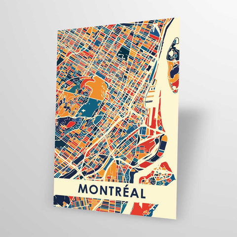 Carte postale Map Montréal couleur