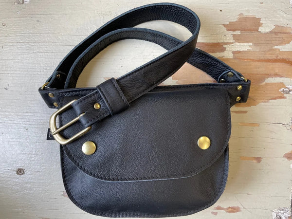 Ceinture pochette AMARU en cuir recyclé noir