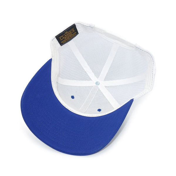 Casquette trucker bleu roi et blanche avec logo CBC Bleu
