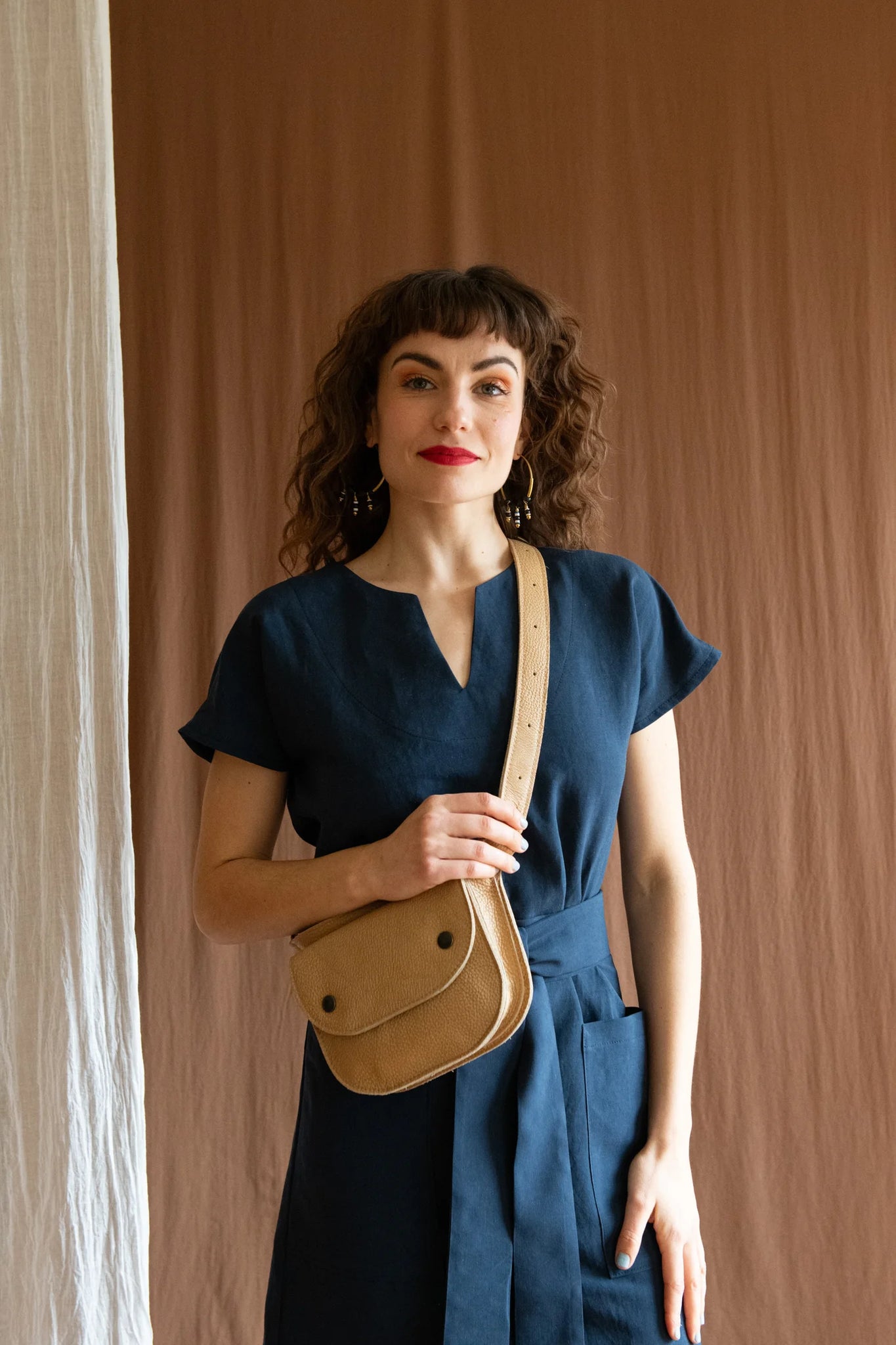 Ceinture pochette Amaru Tan en cuir recyclé