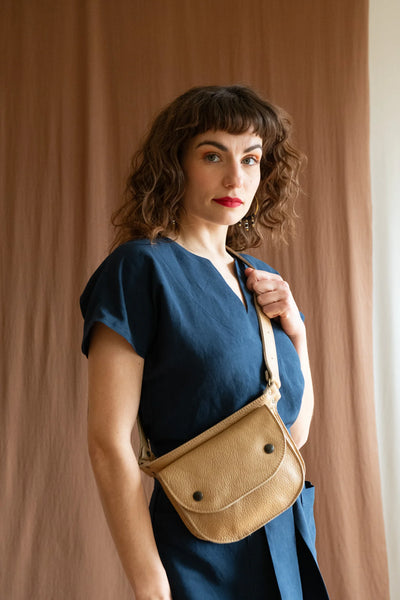 Ceinture pochette Amaru Tan en cuir recyclé