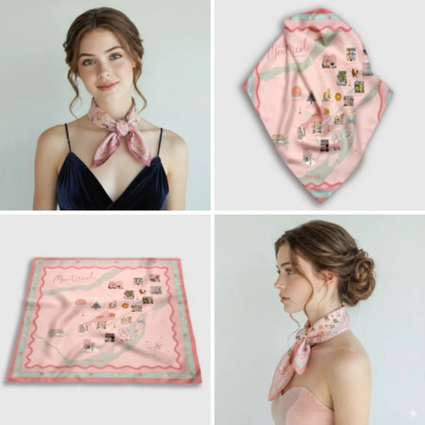 Foulard Carte de Montréal - Mili Mila × Liligraffiti