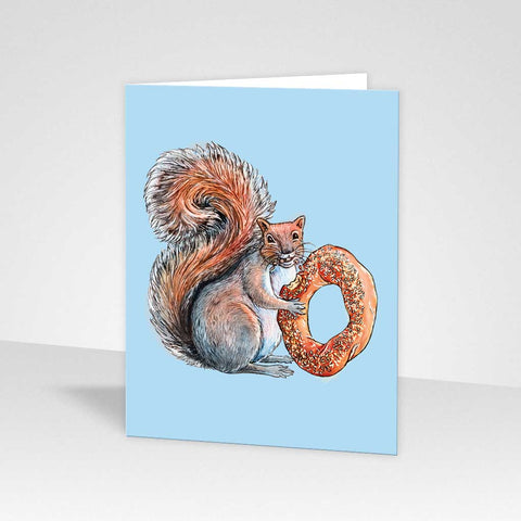 Carte de souhaits - Écureuil mangeant un bagel - Montréal