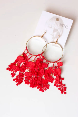 Boucles d'oreilles Duo des fleurs Red