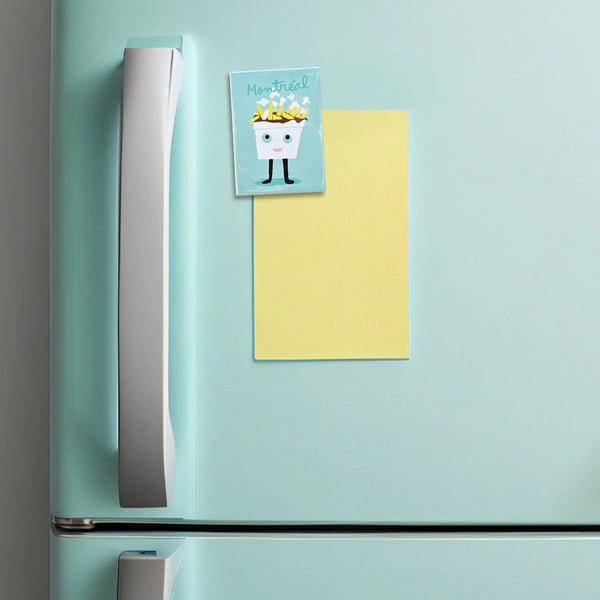 Aimant pour frigo à thème poutine, avec forte puissance magnétique, idéal pour la décoration de cuisine.