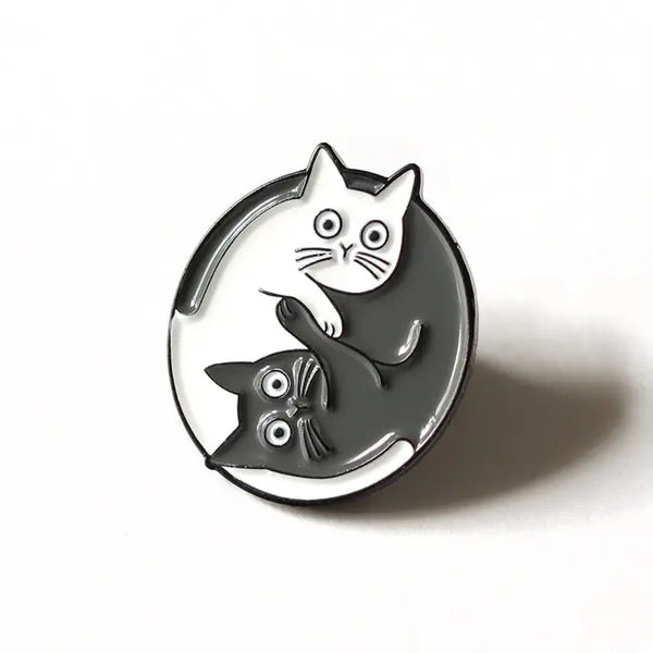 Yin Yang - Épinglette chats