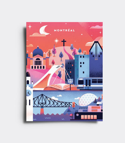 Carte postale Montréal rose