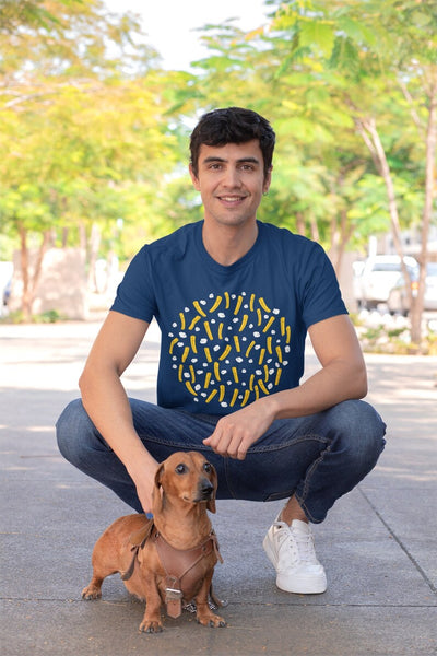 T-shirt illustration Poutine bleu