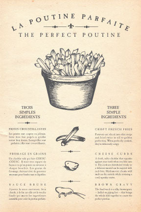 Affiche vintage "LA RECETTE DE LA POUTINE PARFAITE"