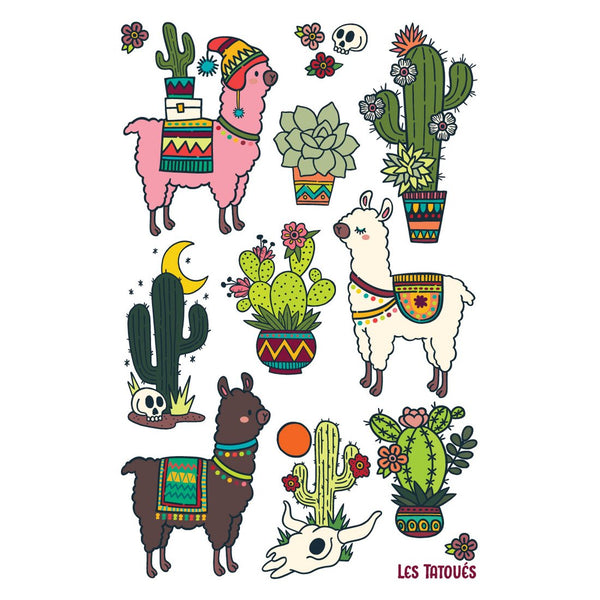Tatouage Des alpagas et des cactus