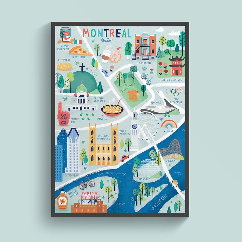 Affiche Carte de Montréal