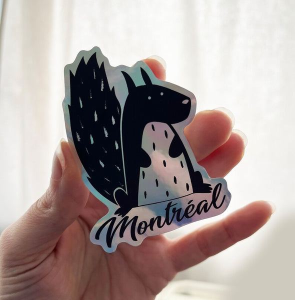 Sticker Écureuil, autocollant Montréal irisé