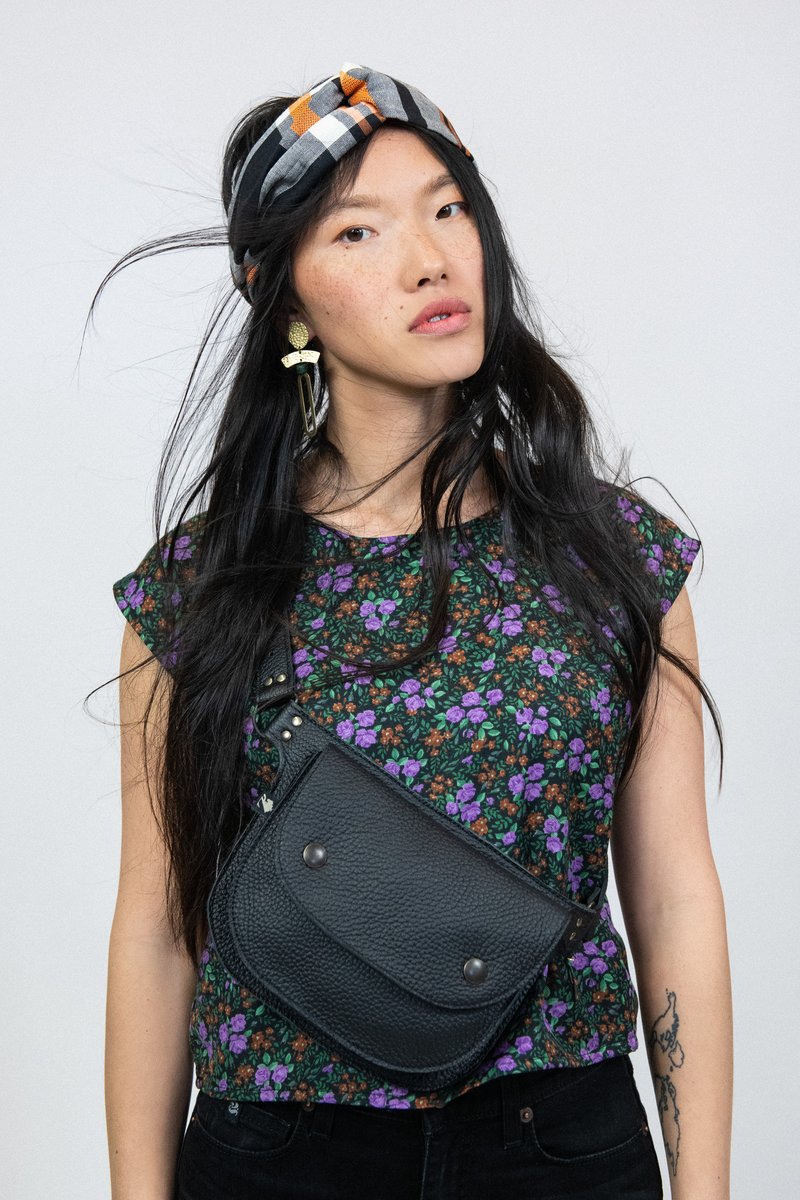 Ceinture pochette AMARU en cuir recyclé noir