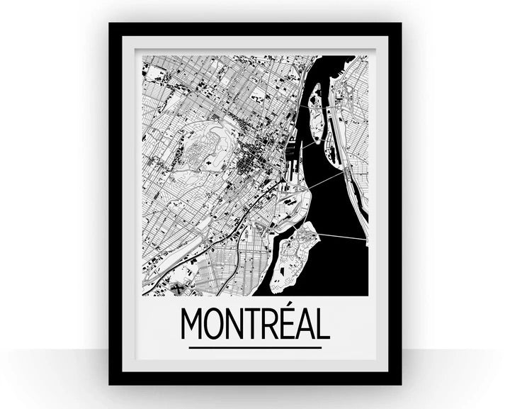 Affiche I LIKE MAP noir et blanc