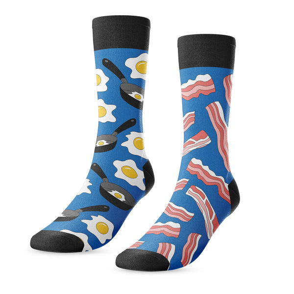 Chaussettes dépareillées œufs et bacon